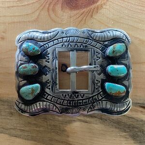 Turquoise and Silver Belt Buckle